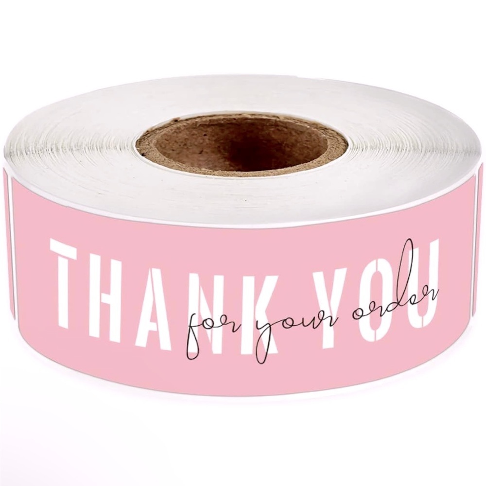 Thank You for Your Order Stickers Pink 1 Roll with 120 Labels 1in by 3in
